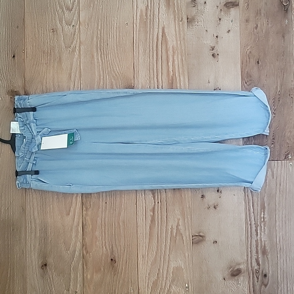 H&M Kids 7/8 Chambray Paperbag Waist Pants NWT